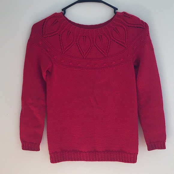 Other - Girl's Handknit Red Wool Sweater